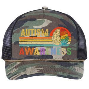 World Autism Awareness Neurodiversity Autistic April Sunset Retro Rope Trucker Hat Cap