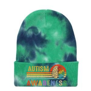 World Autism Awareness Neurodiversity Autistic April Sunset Tie Dye 12in Knit Beanie