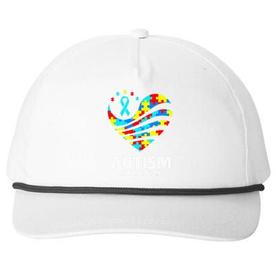 World Autism Awareness Puzzle Pieces Heart Autistic Snapback Five-Panel Rope Hat