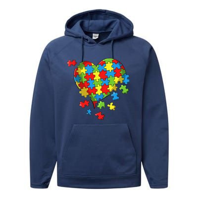 World Autism Awareness Day Heart Performance Fleece Hoodie