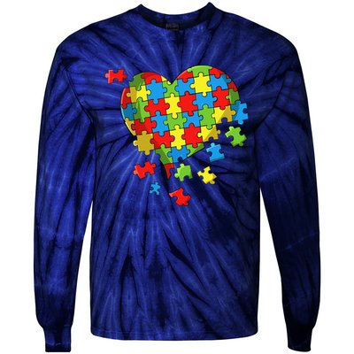 World Autism Awareness Day Heart Tie-Dye Long Sleeve Shirt