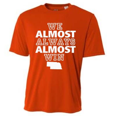 We Almost Always Almost Win Nebraska Map Funny Cooling Performance Crew T-Shirt