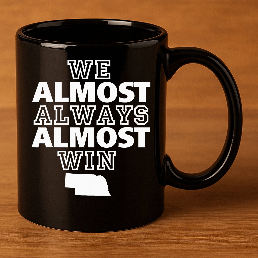 We Almost Always Almost Win Nebraska Map Funny 11oz C Handle Ceramic Mug