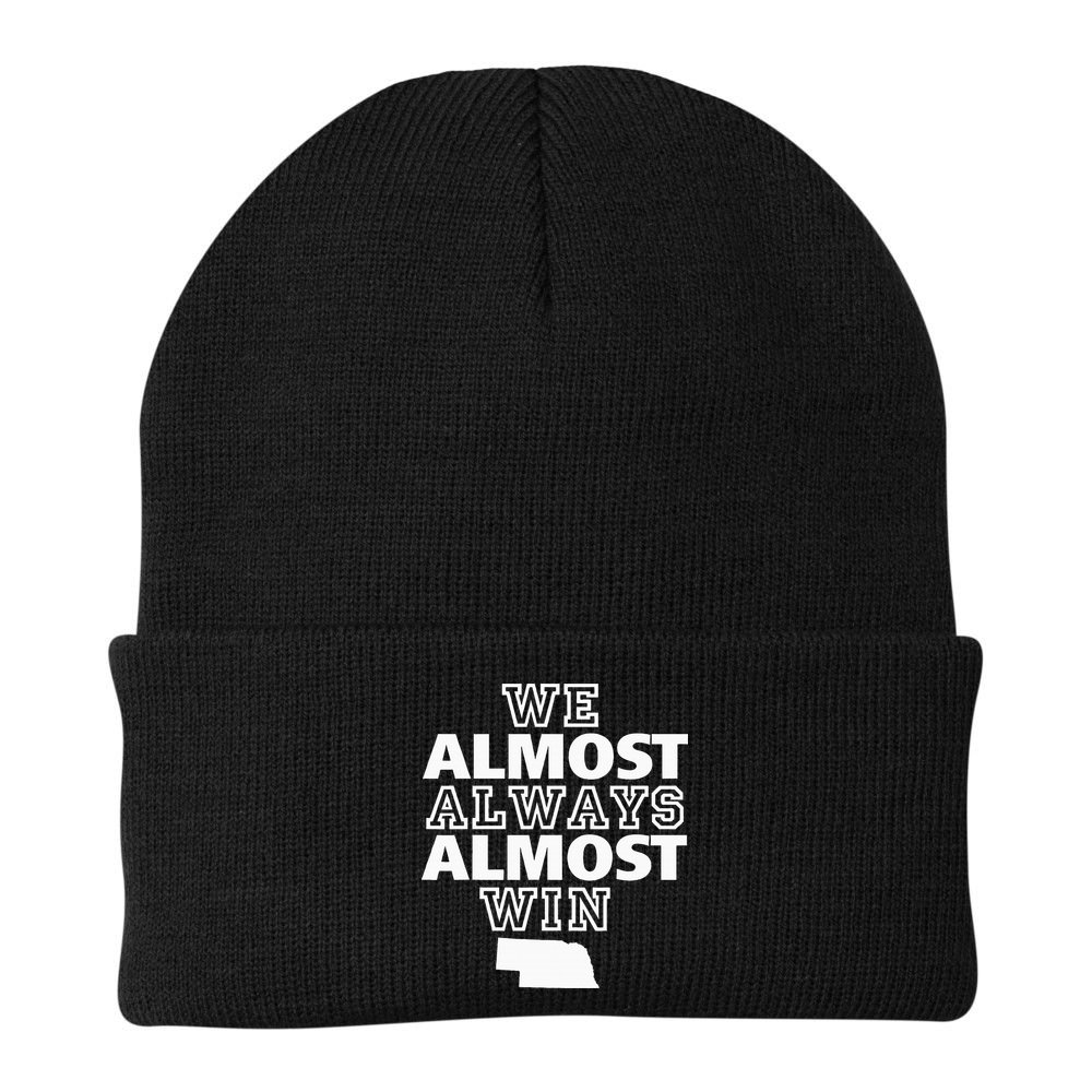 We Almost Always Almost Win Nebraska Map Funny Beanie