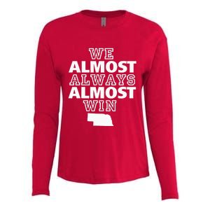 We Almost Always Almost Win Nebraska Map Funny Womens Cotton Relaxed Long Sleeve T-Shirt