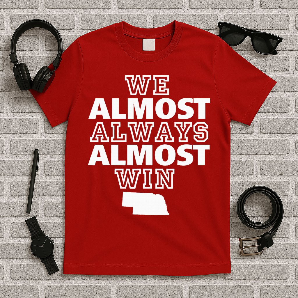 We Almost Always Almost Win Nebraska Map Funny T-Shirt