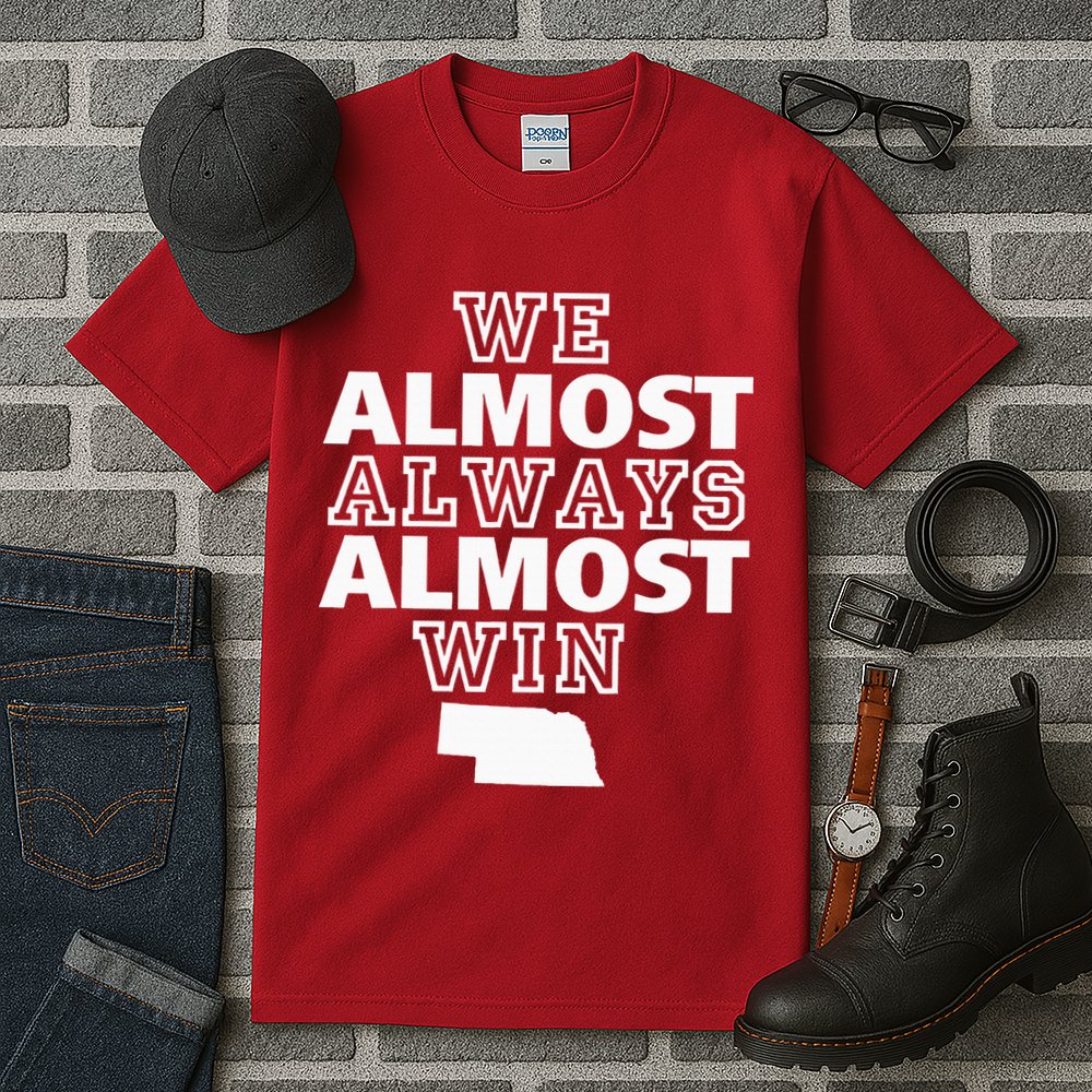 We Almost Always Almost Win Nebraska Map Funny Tall T-Shirt