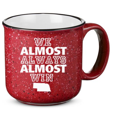 We Almost Always Almost Win Nebraska Map Funny 15oz Campfire Ceramic Mug