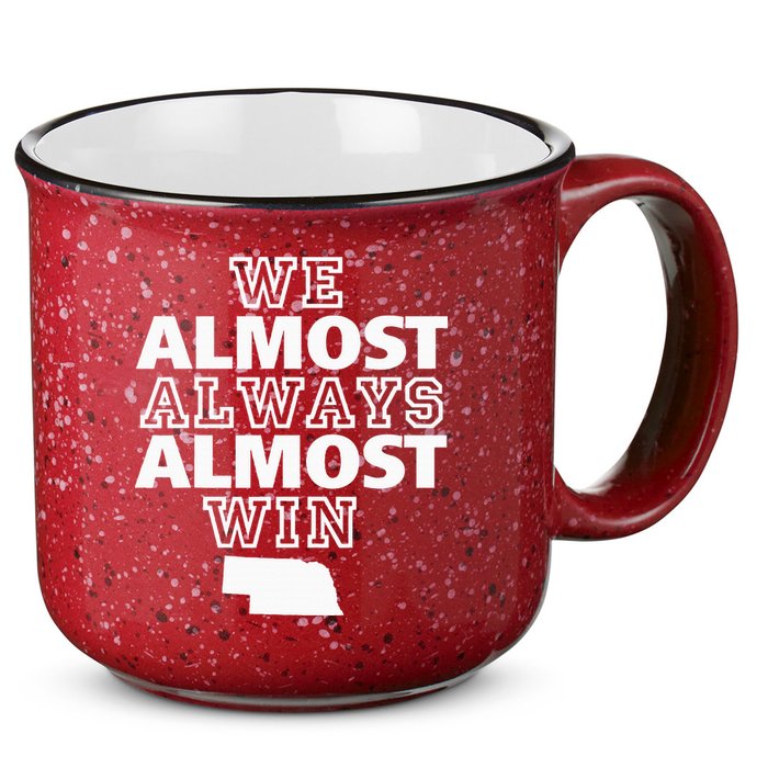 We Almost Always Almost Win Nebraska Map Funny 15oz Campfire Ceramic Mug