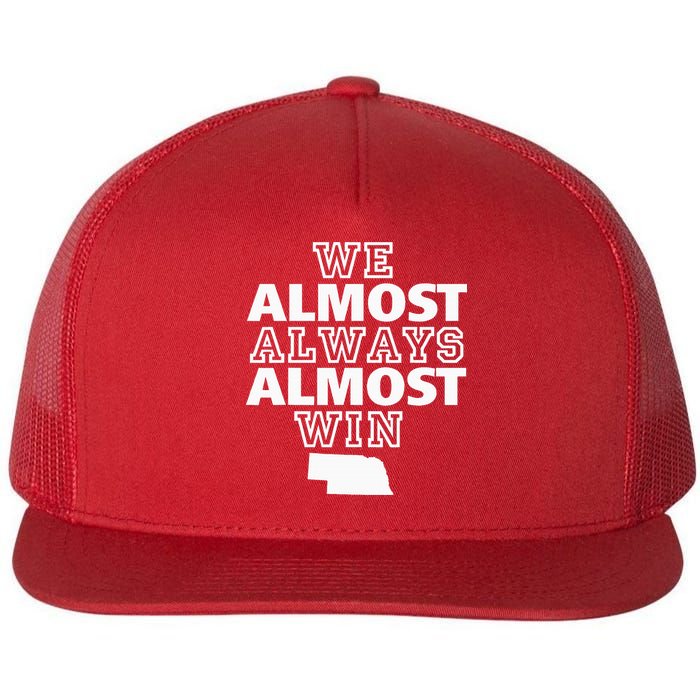 We Almost Always Almost Win Nebraska Map Funny Flat Bill Trucker Hat