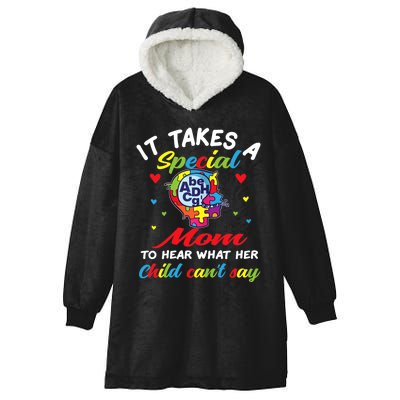 Womens Autism Awareness Mom Hooded Wearable Blanket