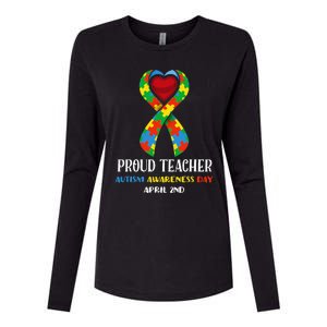 World Autism Awareness Day Proud Teacher Womens Cotton Relaxed Long Sleeve T-Shirt