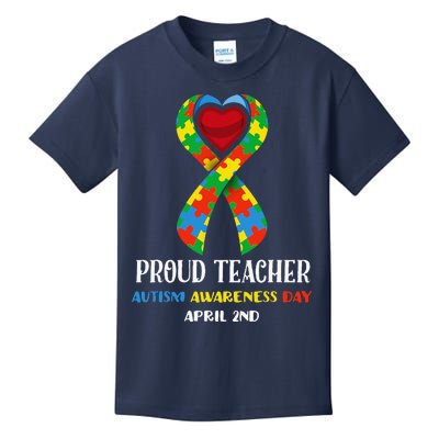 World Autism Awareness Day Proud Teacher Kids T-Shirt