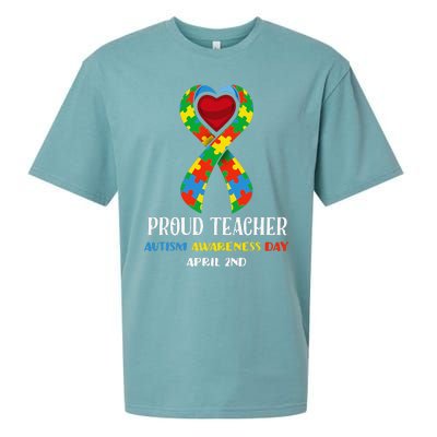 World Autism Awareness Day Proud Teacher Sueded Cloud Jersey T-Shirt