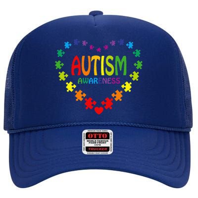 World Autism Awareness Parents Autistic Very Cute Autism Mom High Crown Mesh Back Trucker Hat