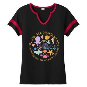 We Are All Different But In This School We All Swim Together Ladies Halftime Notch Neck Tee