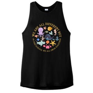 We Are All Different But In This School We All Swim Together Ladies PosiCharge Tri-Blend Wicking Tank