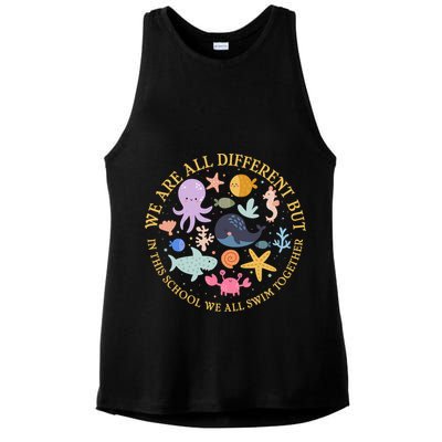 We Are All Different But In This School We All Swim Together Ladies PosiCharge Tri-Blend Wicking Tank