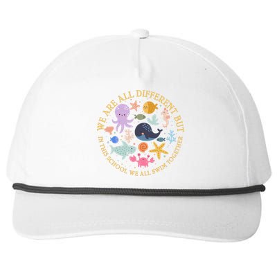 We Are All Different But In This School We All Swim Together Snapback Five-Panel Rope Hat