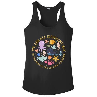 We Are All Different But In This School We All Swim Together Ladies PosiCharge Competitor Racerback Tank
