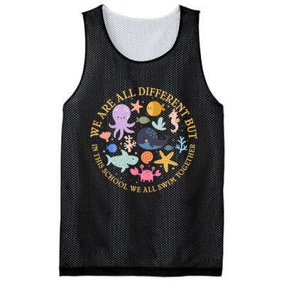 We Are All Different But In This School We All Swim Together Mesh Reversible Basketball Jersey Tank
