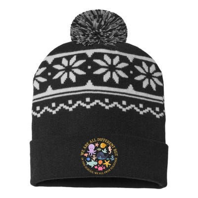 We Are All Different But In This School We All Swim Together USA-Made Snowflake Beanie