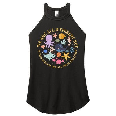 We Are All Different But In This School We All Swim Together Women's Perfect Tri Rocker Tank