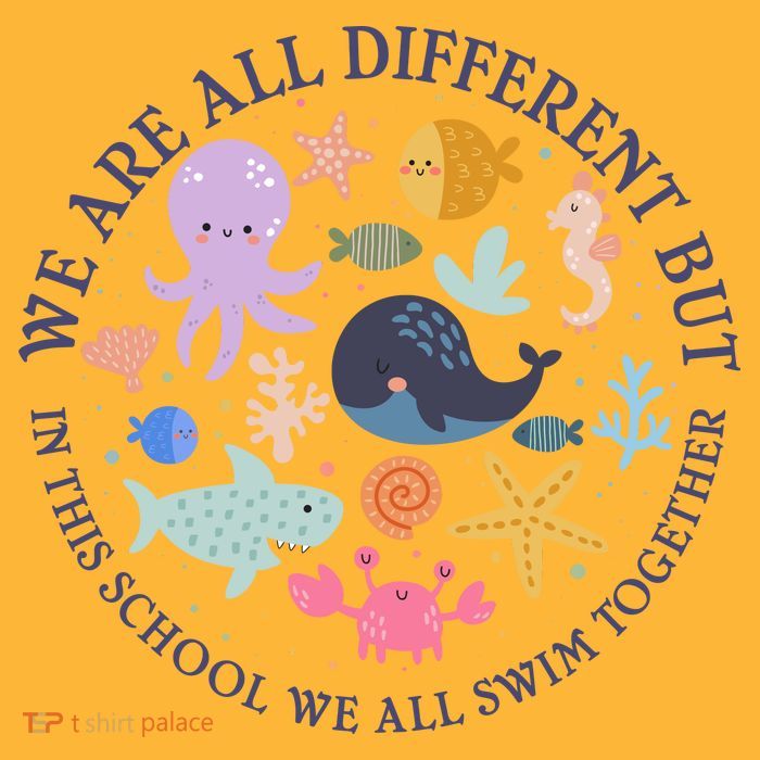 We Are All Different But In This School We All Swim Together High Crown Mesh Back Trucker Hat