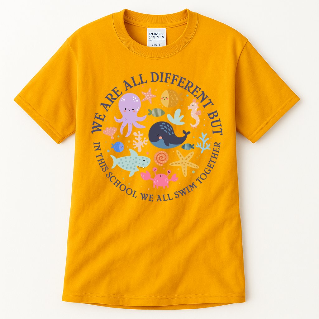 We Are All Different But In This School We All Swim Together Tall T-Shirt