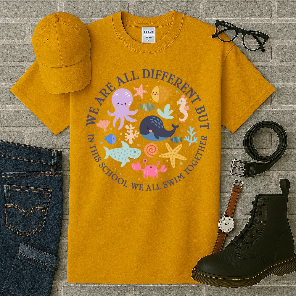 We Are All Different But In This School We All Swim Together Tall T-Shirt