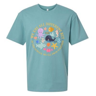 We Are All Different But In This School We All Swim Together Sueded Cloud Jersey T-Shirt