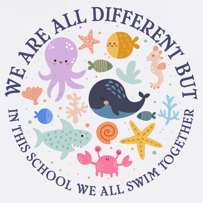 We Are All Different But In This School We All Swim Together Garment-Dyed Sweatshirt