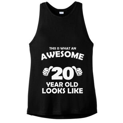 What An Awesome 20 Year Old Looks Like Birthday Bday Ladies PosiCharge Tri-Blend Wicking Tank