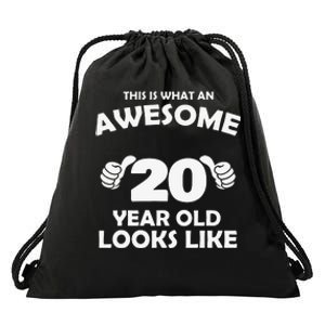 What An Awesome 20 Year Old Looks Like Birthday Bday Drawstring Bag