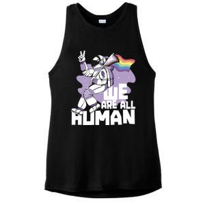 We Are All Hu Pride Gay Rainbow Proud Lgbtq Great Gift Ladies PosiCharge Tri-Blend Wicking Tank