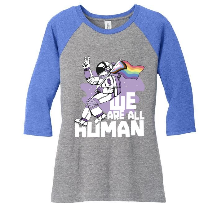 We Are All Hu Pride Gay Rainbow Proud Lgbtq Great Gift Women's Tri-Blend 3/4-Sleeve Raglan Shirt