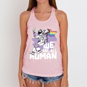 We Are All Hu Pride Gay Rainbow Proud Lgbtq Great Gift Women's Knotted Racerback Tank