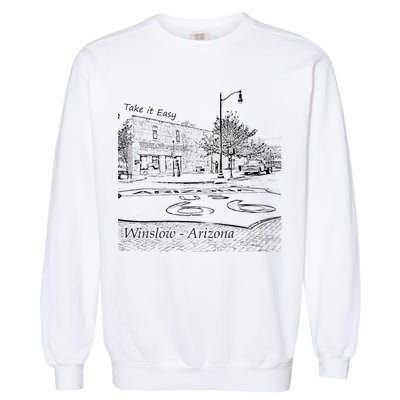 Winslow Arizona Az Us 66 Take It Easy Est. 1926 Mother Road Garment-Dyed Sweatshirt