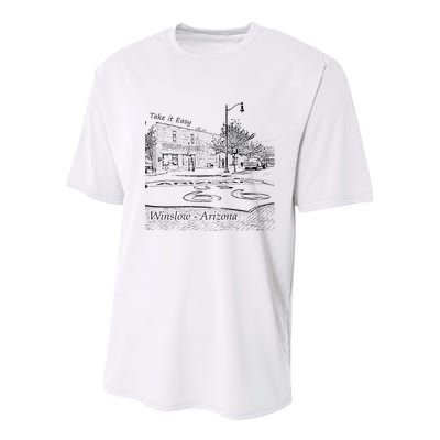 Winslow Arizona Az Us 66 Take It Easy Est. 1926 Mother Road Youth Performance Sprint T-Shirt