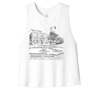 Winslow Arizona Az Us 66 Take It Easy Est. 1926 Mother Road Women's Racerback Cropped Tank