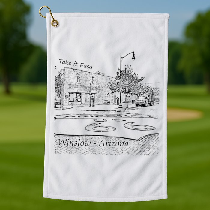 Winslow Arizona Az Us 66 Take It Easy Est. 1926 Mother Road Golf Towel