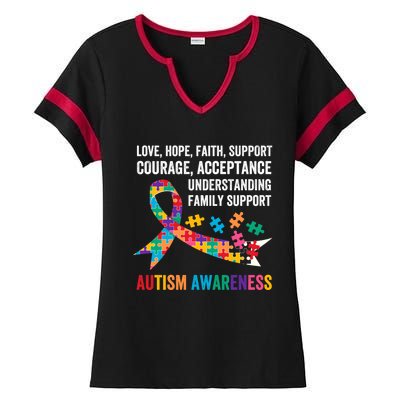 World Autism Awareness Day Month Acceptance Autism Rainbow Gift Ladies Halftime Notch Neck Tee