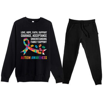 World Autism Awareness Day Month Acceptance Autism Rainbow Gift Premium Crewneck Sweatsuit Set