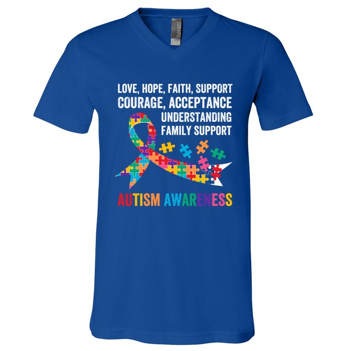 World Autism Awareness Day Month Acceptance Autism Rainbow Gift V-Neck T-Shirt