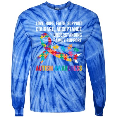 World Autism Awareness Day Month Acceptance Autism Rainbow Gift Tie-Dye Long Sleeve Shirt