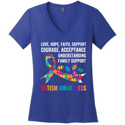 World Autism Awareness Day Month Acceptance Autism Rainbow Gift Women's V-Neck T-Shirt