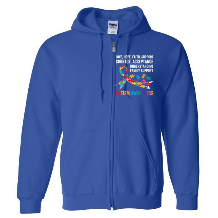 World Autism Awareness Day Month Acceptance Autism Rainbow Gift Full Zip Hoodie