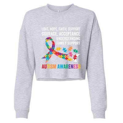 World Autism Awareness Day Month Acceptance Autism Rainbow Gift Cropped Pullover Crew