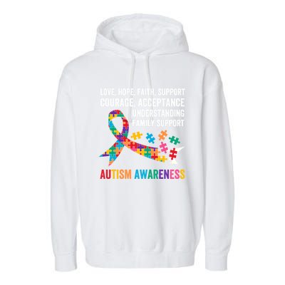 World Autism Awareness Day Month Acceptance Autism Rainbow Gift Garment-Dyed Fleece Hoodie