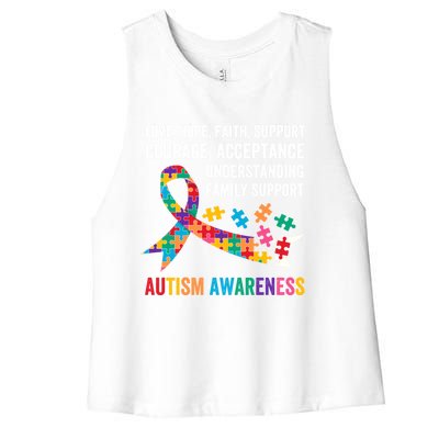 World Autism Awareness Day Month Acceptance Autism Rainbow Gift Women's Racerback Cropped Tank